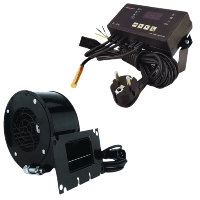 Комплект автоматики для твердопаливного котла (Контролер Inter Electronics IE 24n + вентилятор NWS-75)